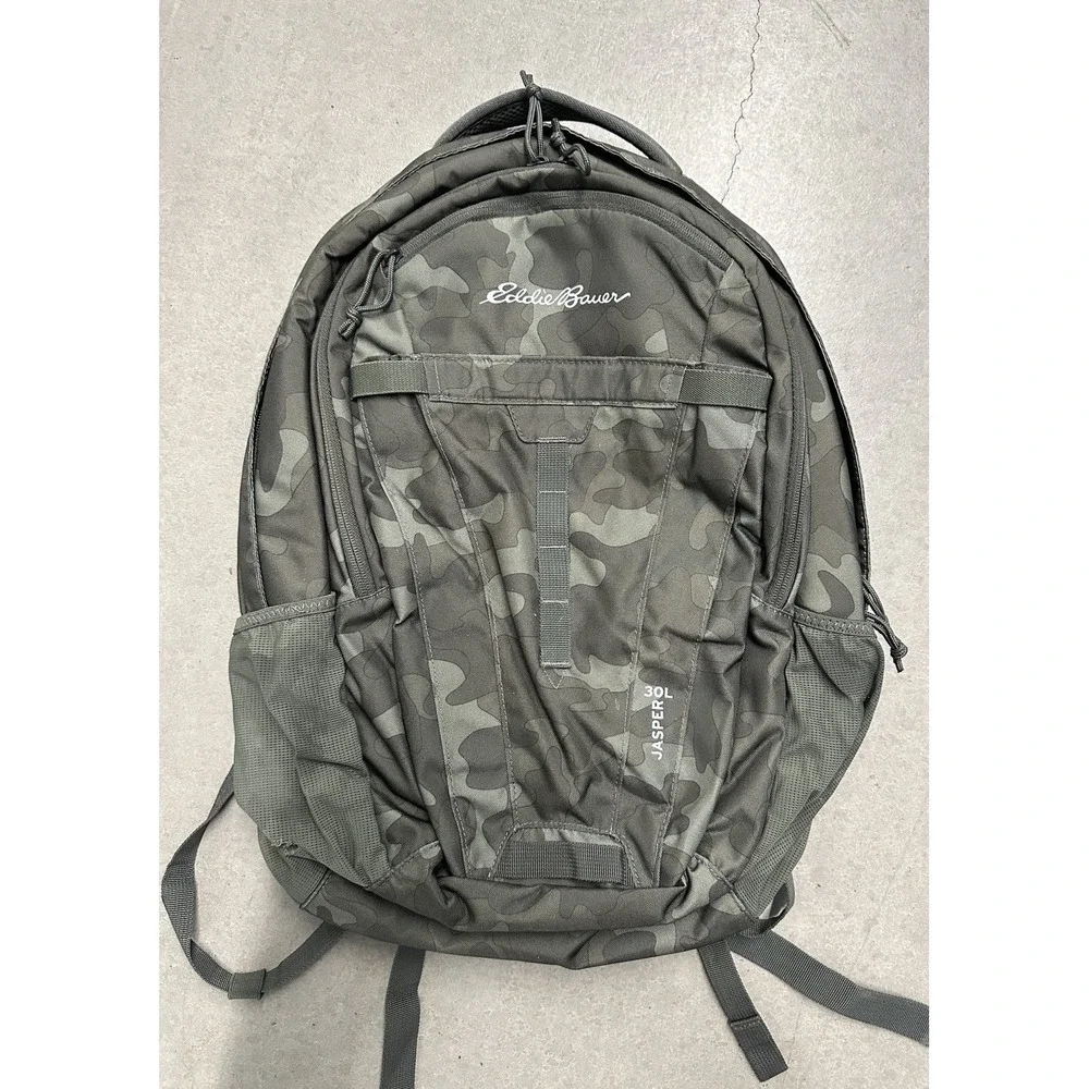 Eddie Bauer Jasper 30L Backpack Green Camo Laptop Hiking Travel Bag Clean